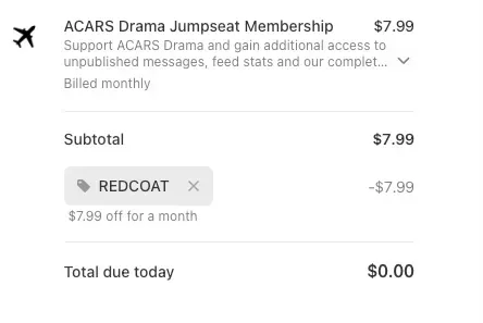 Using REDCOAT promo code to get a free month of Jumpseat access
